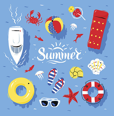 Summertime top view illustrations