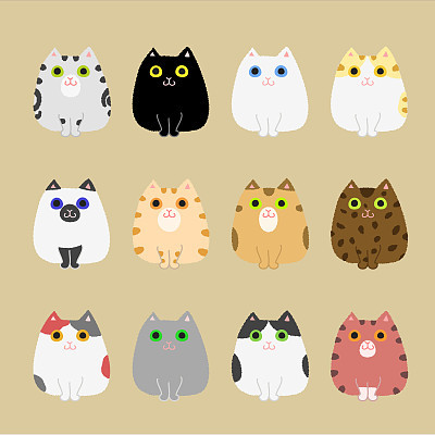cute cats coloring variations