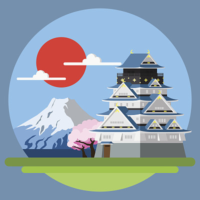 Flat design landscape of Japan