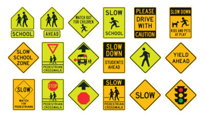 Pedestrians road signs