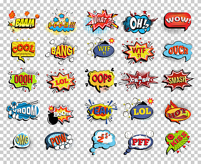 Set of comic speech bubble or sound replicas