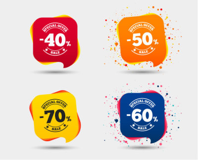 Sale discount icons. Special offer price signs.