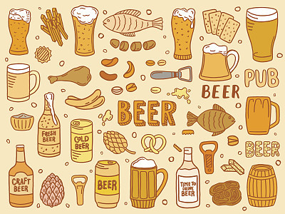 hand drawn beer doodles