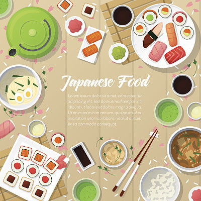 Japanese Cuisine Traditional Food with Sushi