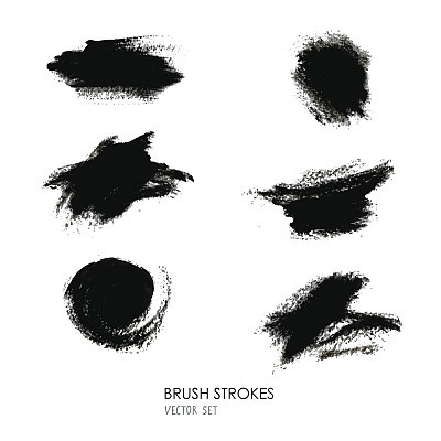 Vector set of grunge brush strokes on white background