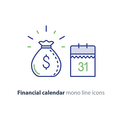 Payment day, finance calendar icon, income dividend, long term investment