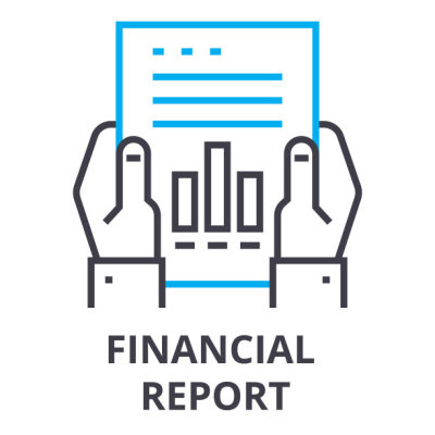 financial report thin line icon, sign, symbol, illustation, linear concept, vector