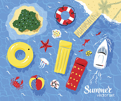 Leaflet design with family lying on beach