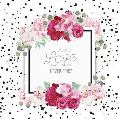 Fashion vector design square card with black confetti background