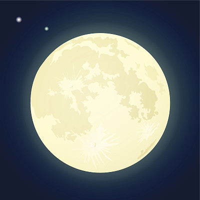 Full Moon on a Dark Blue Sky. Vector Illustration