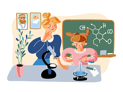 Chemical experiment flat vector illustration