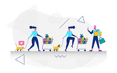 Concept of online shopping by woohoo characters
