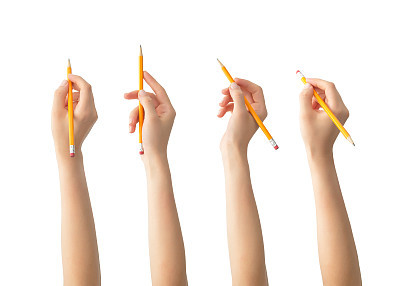 Hands with pencils set , isolated