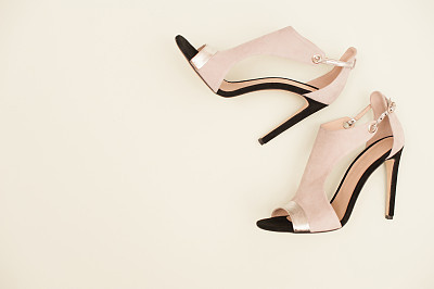Pair Of Elegant Woman Sandals On White Background