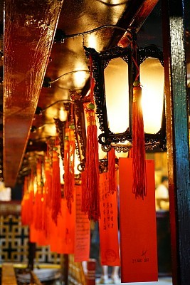Hanging lanterns in Man Ho Temple, Hong Kong