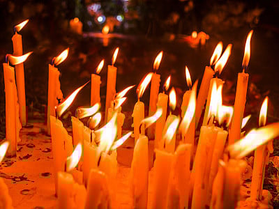 Candles lit during All Souls' Day