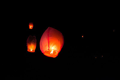 Lanterns at night. Mill of the Elves, Trikala
