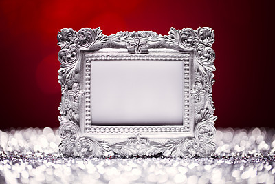 Christmas Picture Frame - Red Decoration Glitter Bokeh Winter Gold