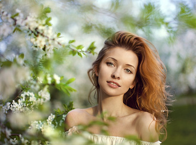 Redheaded Woman in Park