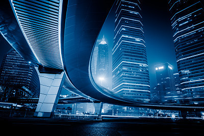 night scene of lujiazui financial district,shanghai,china