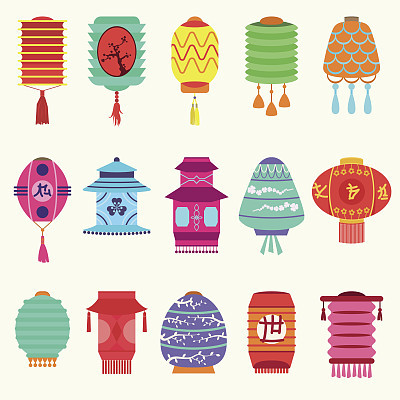 Chinese lanterns vector illustration.