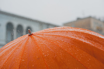 Rain on umbrella