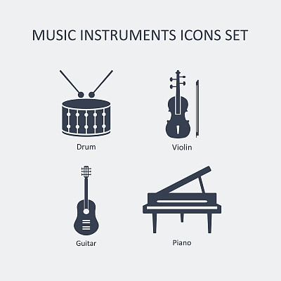 Music instruments icons set. Vector