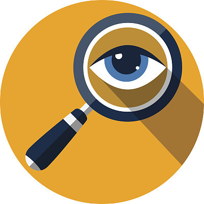 Eye in Magnification .Flat Icon