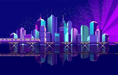 night city by the ocean