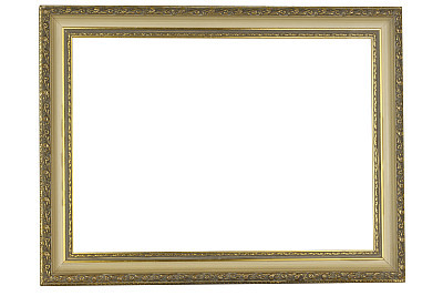 antique golden frame isolated on white background