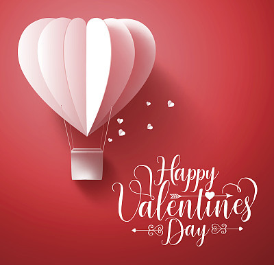 Happy valentines day vector greetings card design with heart balloon