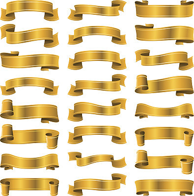 Gold ribbons banner