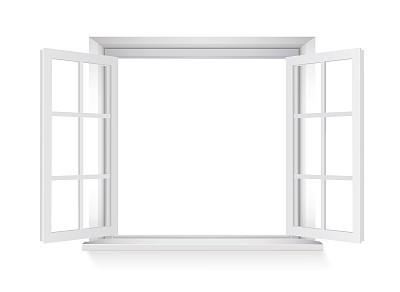 open window isolated on white background