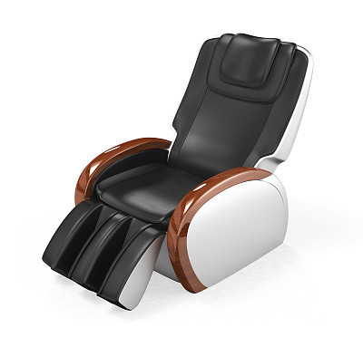 Black, comfortable, leather chair isolated on white