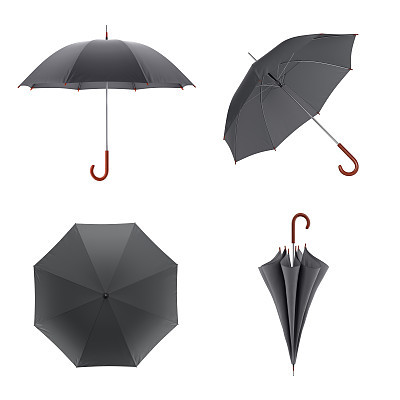 Dark umbrella isolated on white background. 3D illustration .