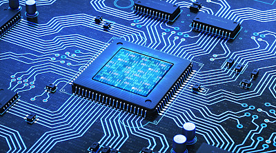 Blue Circuit With Binary Numbers