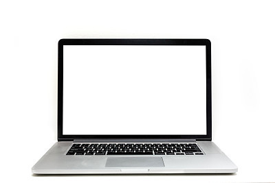 Isolated laptop with empty space on white background