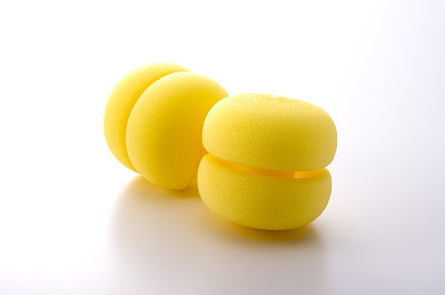 Yellow hair curlers
