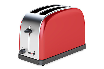 Red toaster, 3D rendering isolated on white background