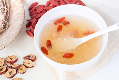 Edible bird's nest and goji, jujube. Bird's nest soup, traditional Chinese food