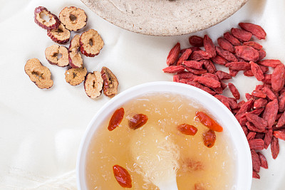 Edible bird's nest and goji, jujube. Bird's nest soup, traditional Chinese food