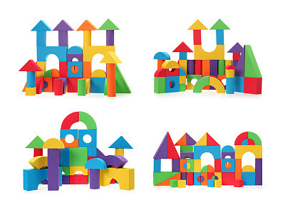 Toy Blocks City, Baby House Building Bricks, Kids Wooden Cubic