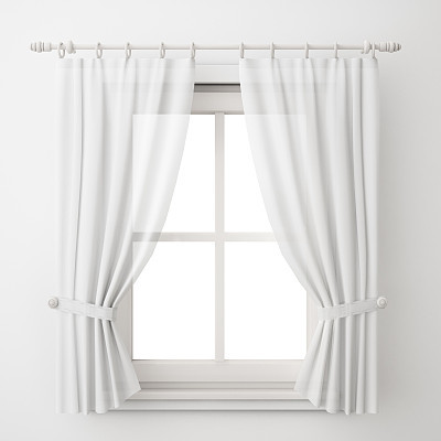 blank white curtain on white background