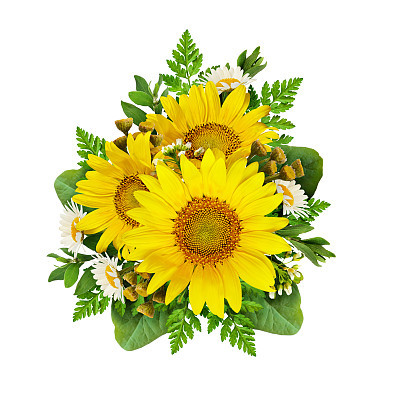 Sunflowers and wild flowers arrangement