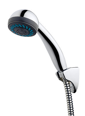 Metallic chrome shower head isolated