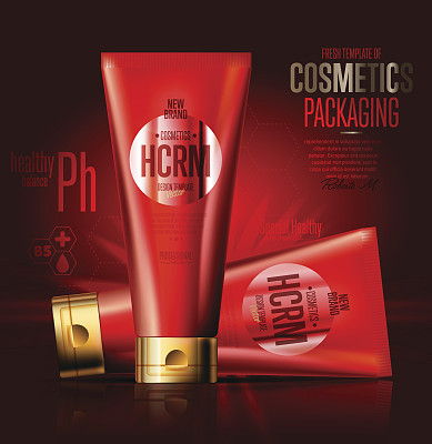 Realistic cosmetic shave lotion red container