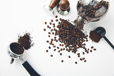 Espresso spoon and coffee beans