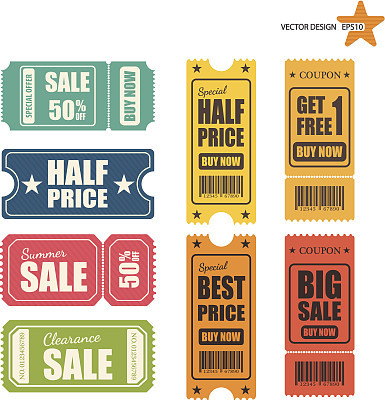 Vector sale tickets.