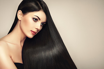 Beautiful woman with long smooth hair