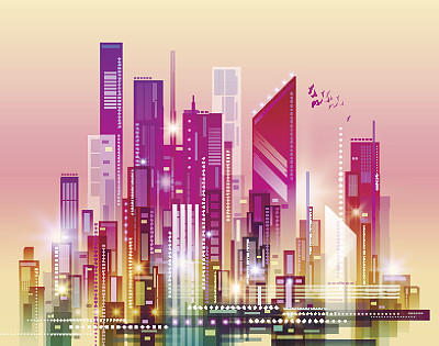 Abstract night city skyline